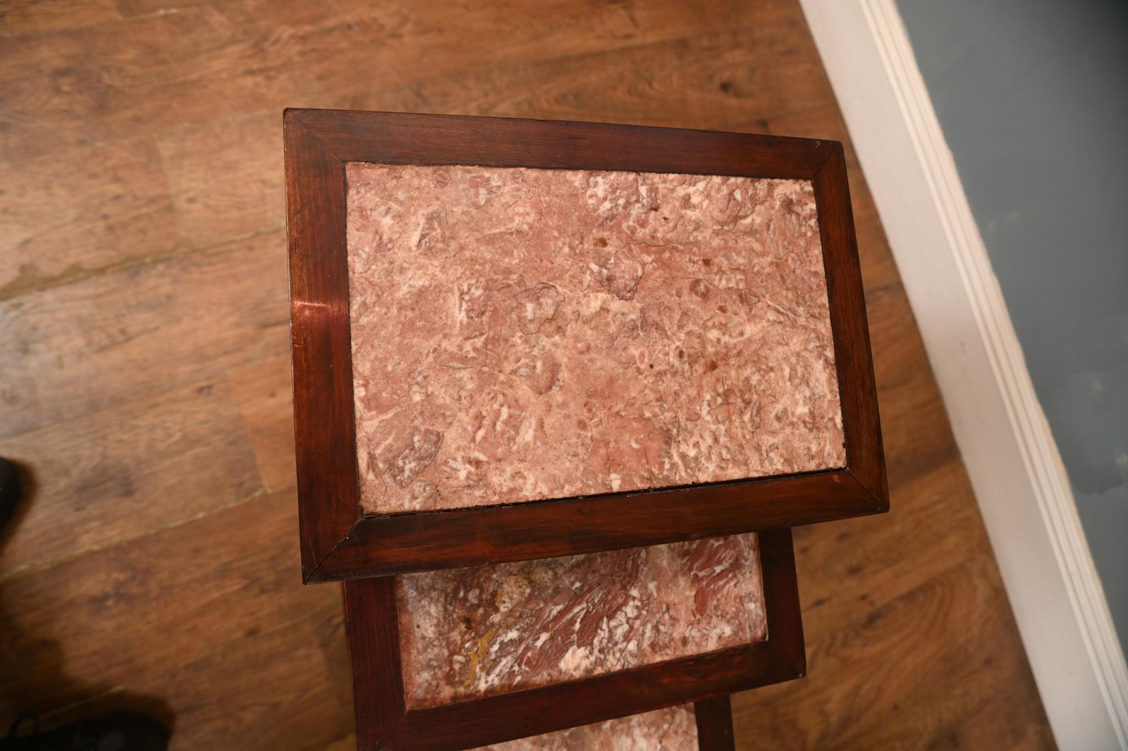 Chinese Hardwood Nest Of Tables Set 4 Marble Tops photo buy