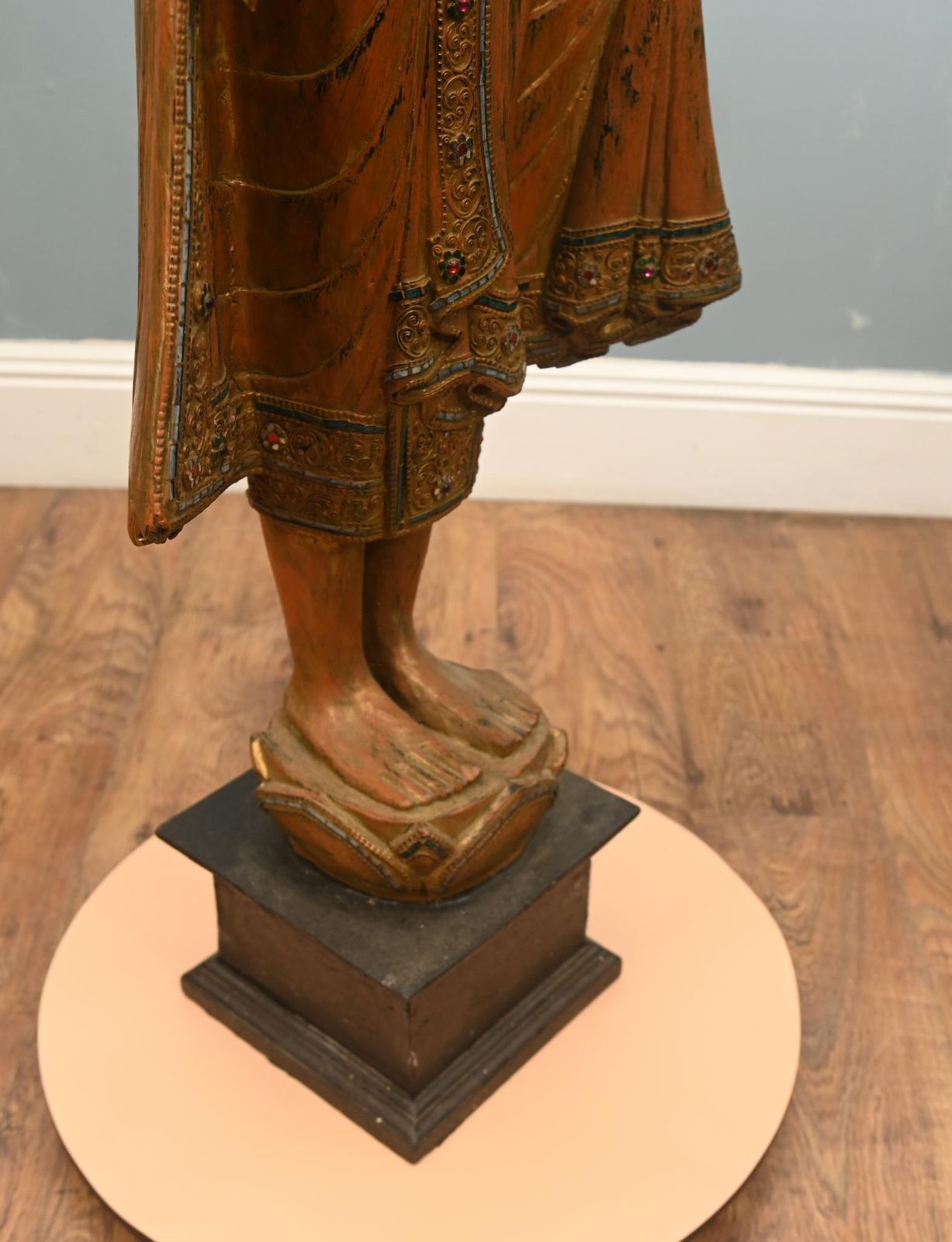 Large Buddha Statue Burmese Standing Buddhist Carved Figure Myanmar photo 1400.0