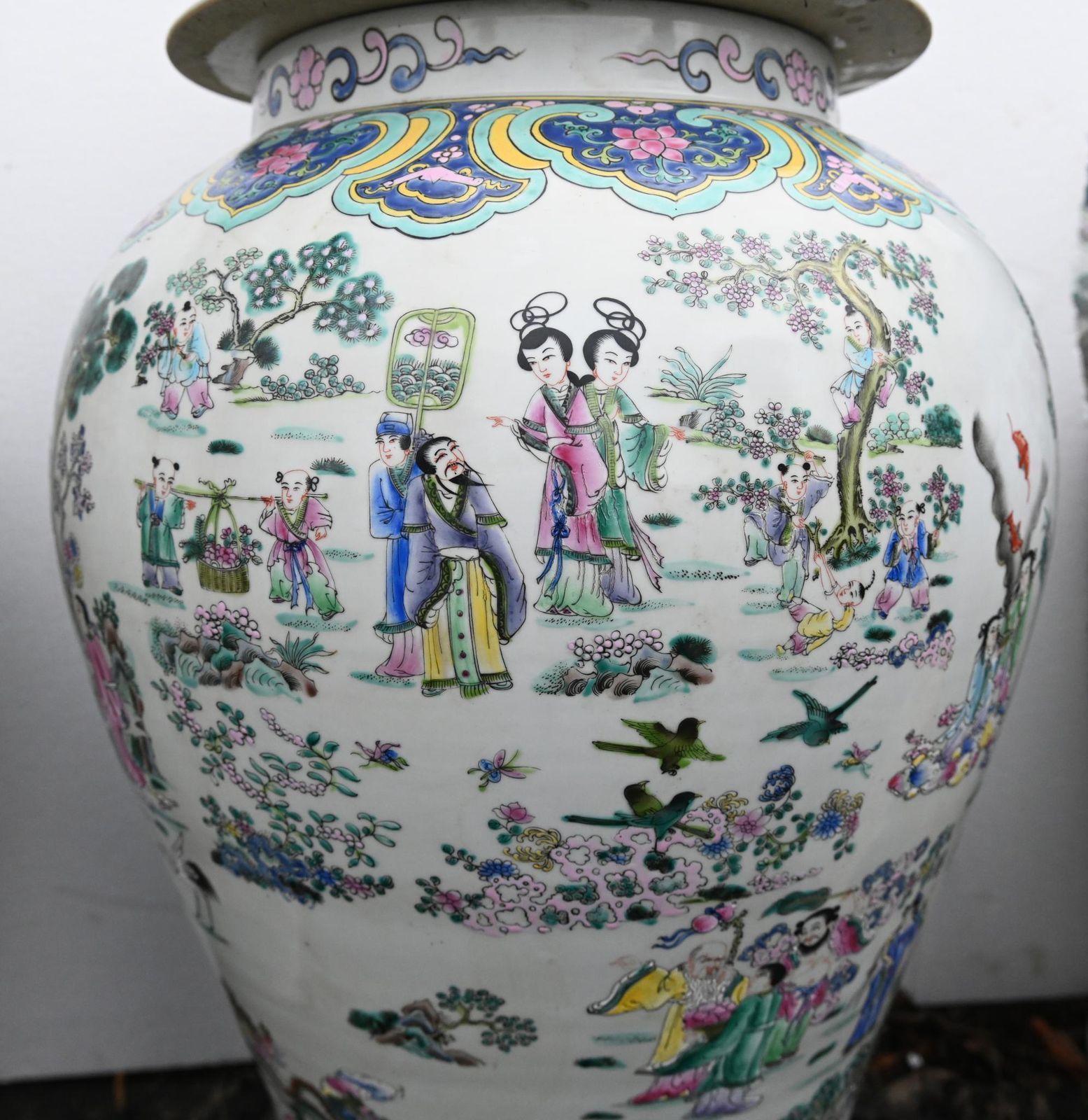 photo vintage Pair Chinese Porcelain Vases   Qianlong Ginger Jars 4ft Tall