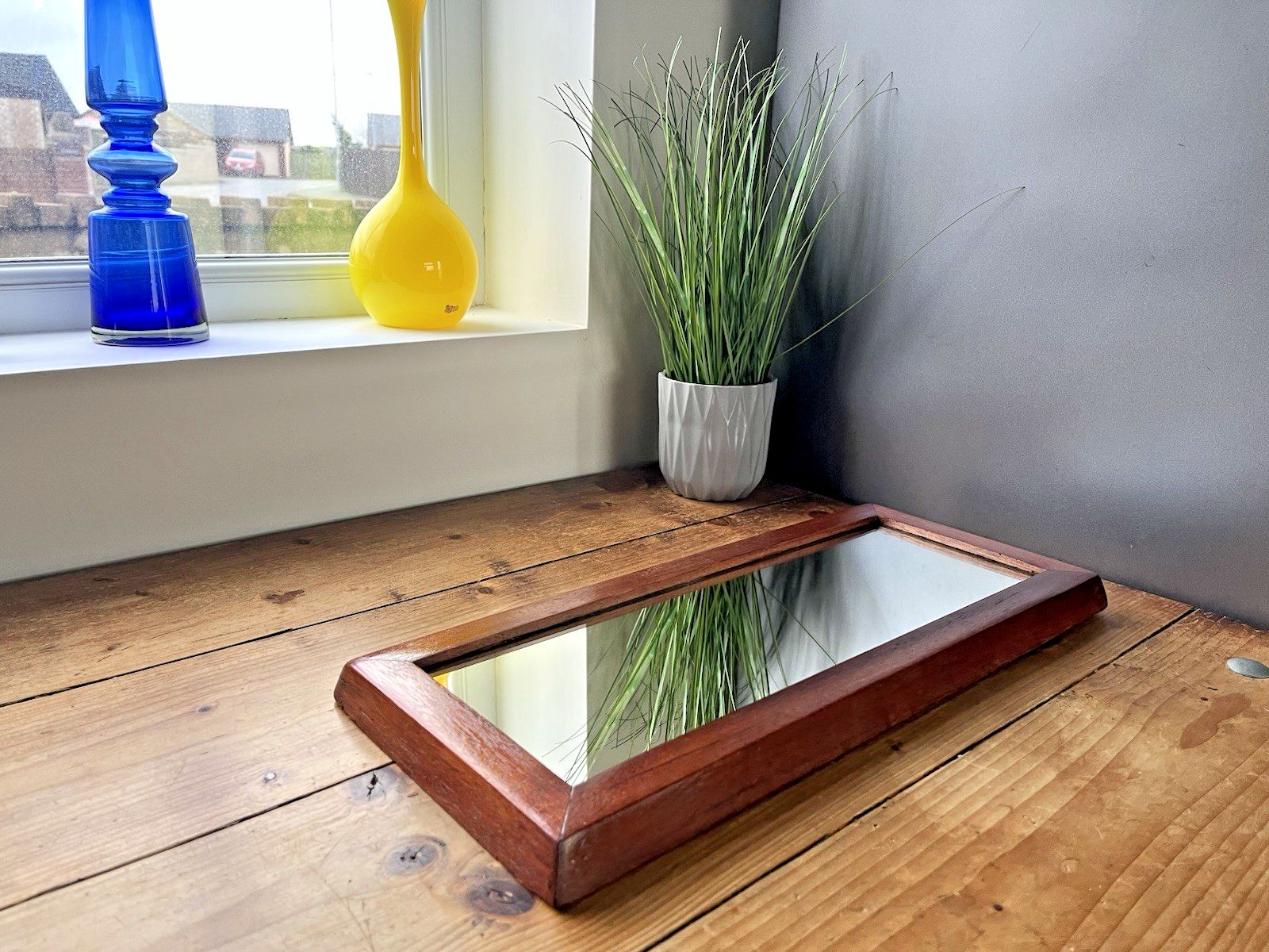 Mid Century Danish Teak Wall Mirror 60's Scandi Minimalist Vintage 1960's Mcm photo 125.0