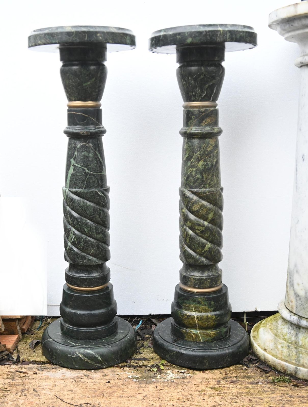 Pair Italian Marble Pedestal Stand Columns Classical photo furniture