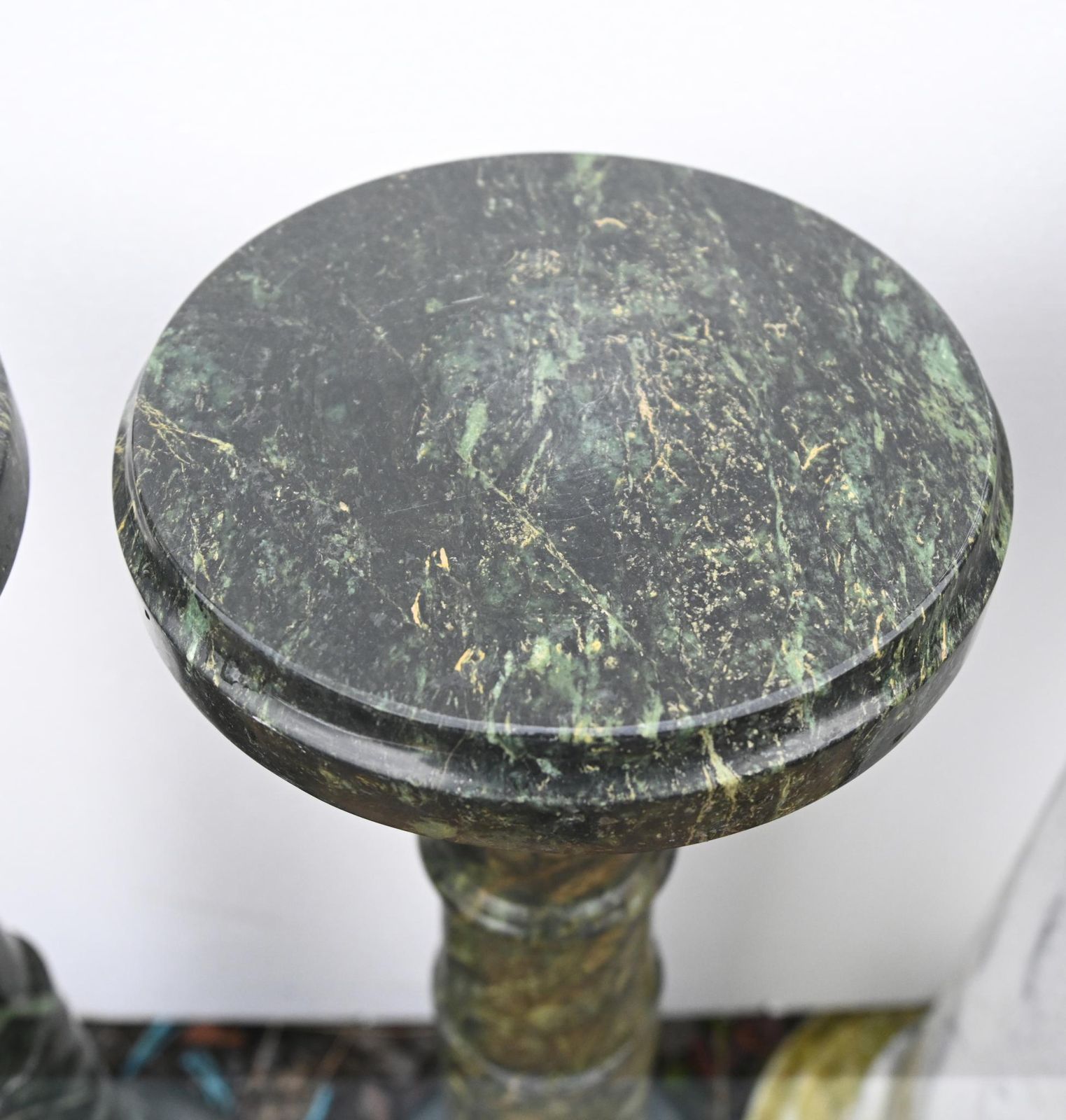 photo vinterior Pair Italian Marble Pedestal Stand Columns Classical