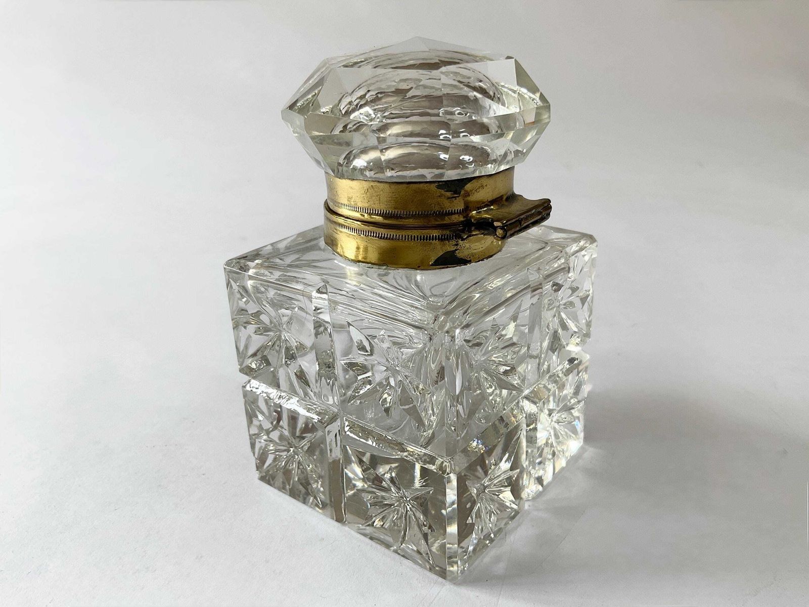 Edwardian Brass & Cut Glass Desk Inkwell – C.1905 photo 146.0