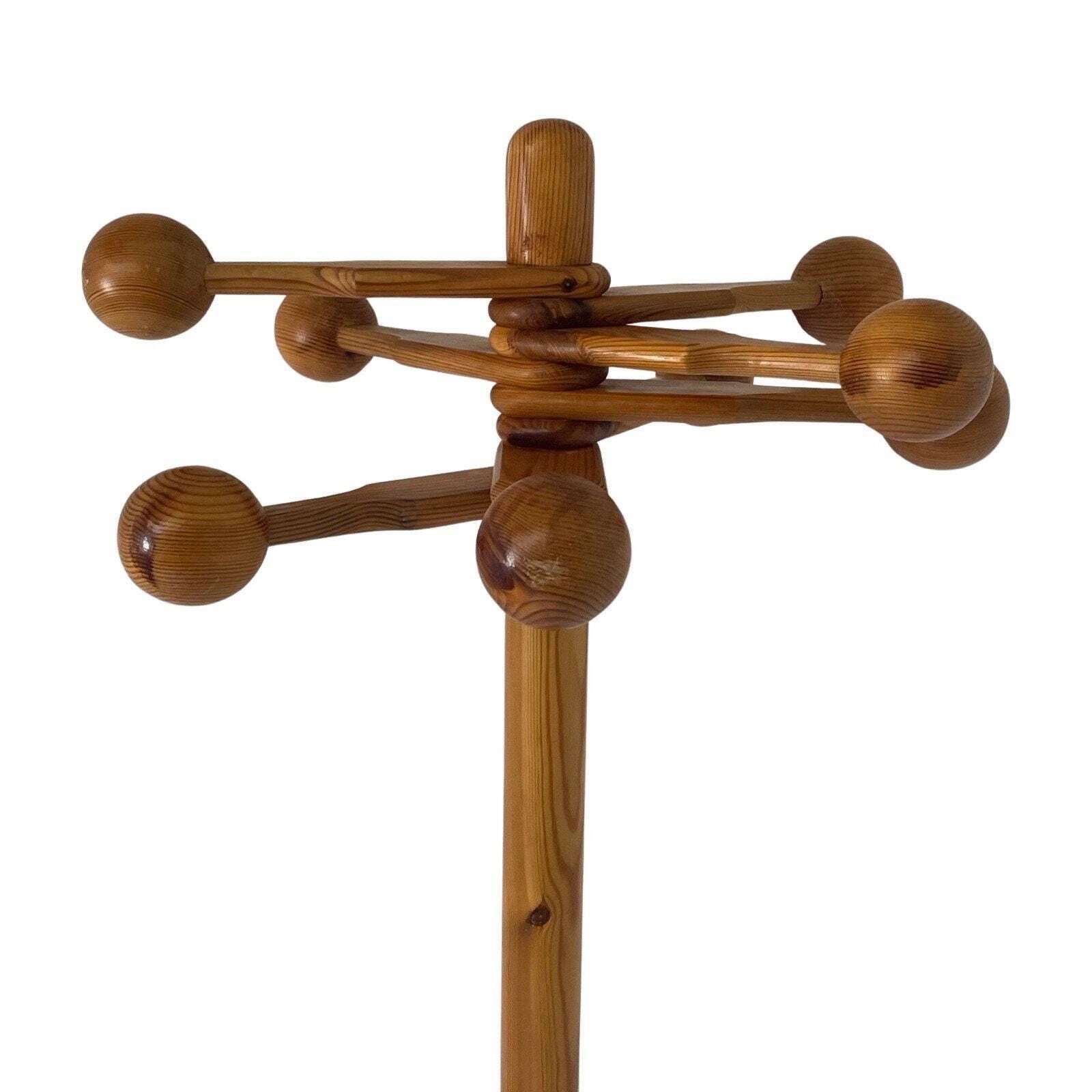 Approx. 1960's   Swedish Made Standing Coat Rack   Pine   Adjustable Hangers photo 478.0