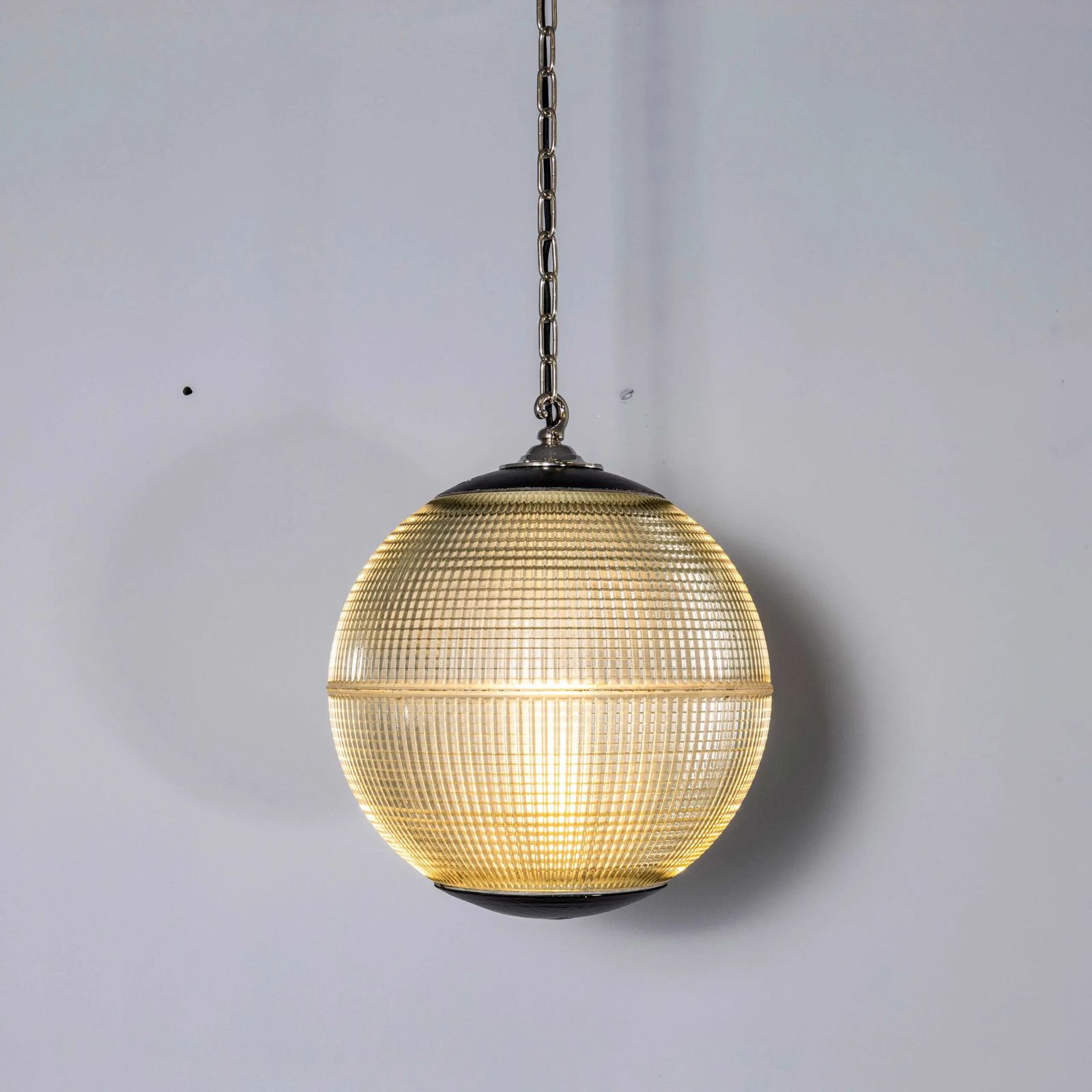Lighting 1960’s Original Holophane Parisian Glass Globe Lamps – Large 16 Inch photo