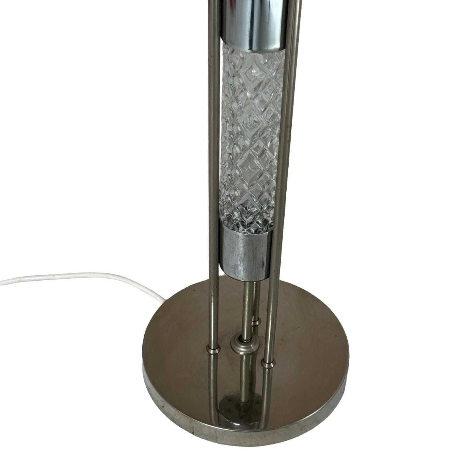 Richard Essig   Floor Lamp   Space Age Design   Crystal Glass, Chrome And Fabric Covered Shade photo Lighting