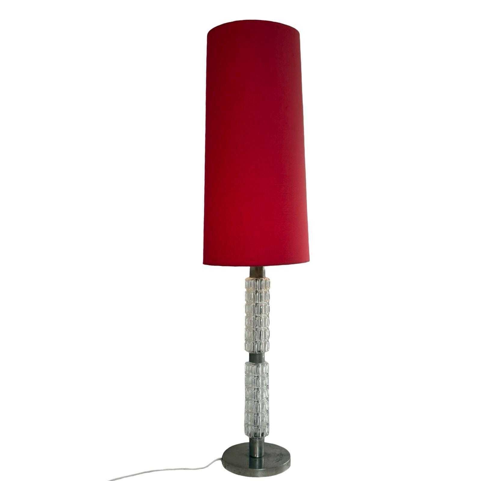 Richard Essig   Floor Lamp   Space Age Design   Crystal Glass, Chrome And Fabric Covered Shade