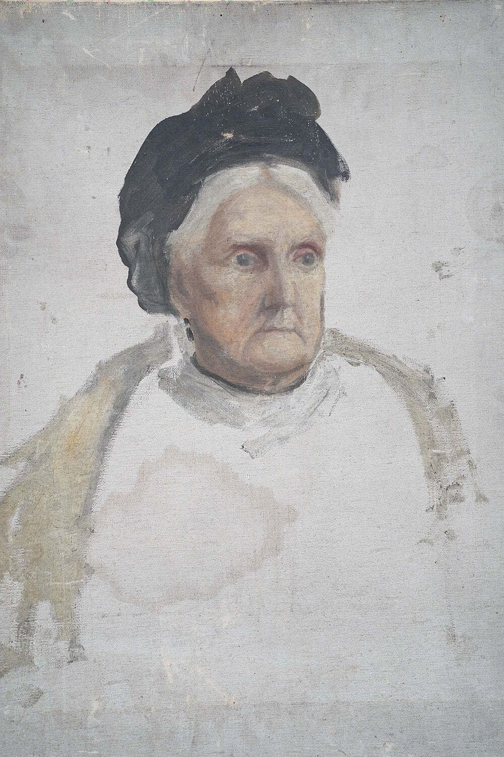 A Late Victorian Unfinished Oil On Canvas Portrait Of An Elderly Lady C.1880 photo Art