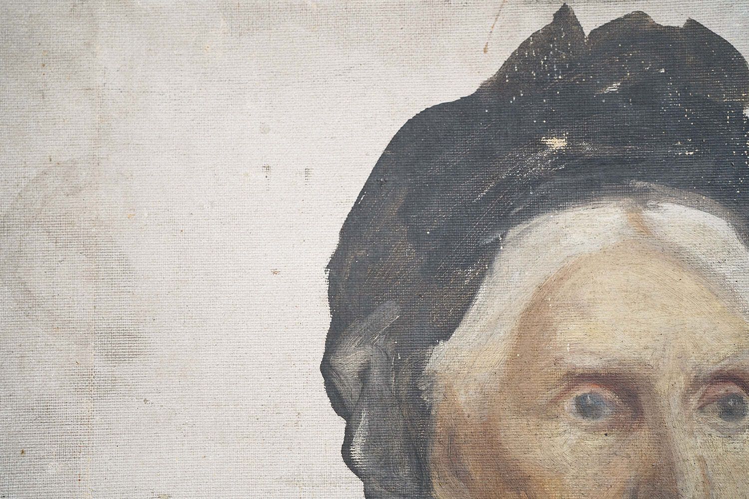 Art A Late Victorian Unfinished Oil On Canvas Portrait Of An Elderly Lady C.1880 photo