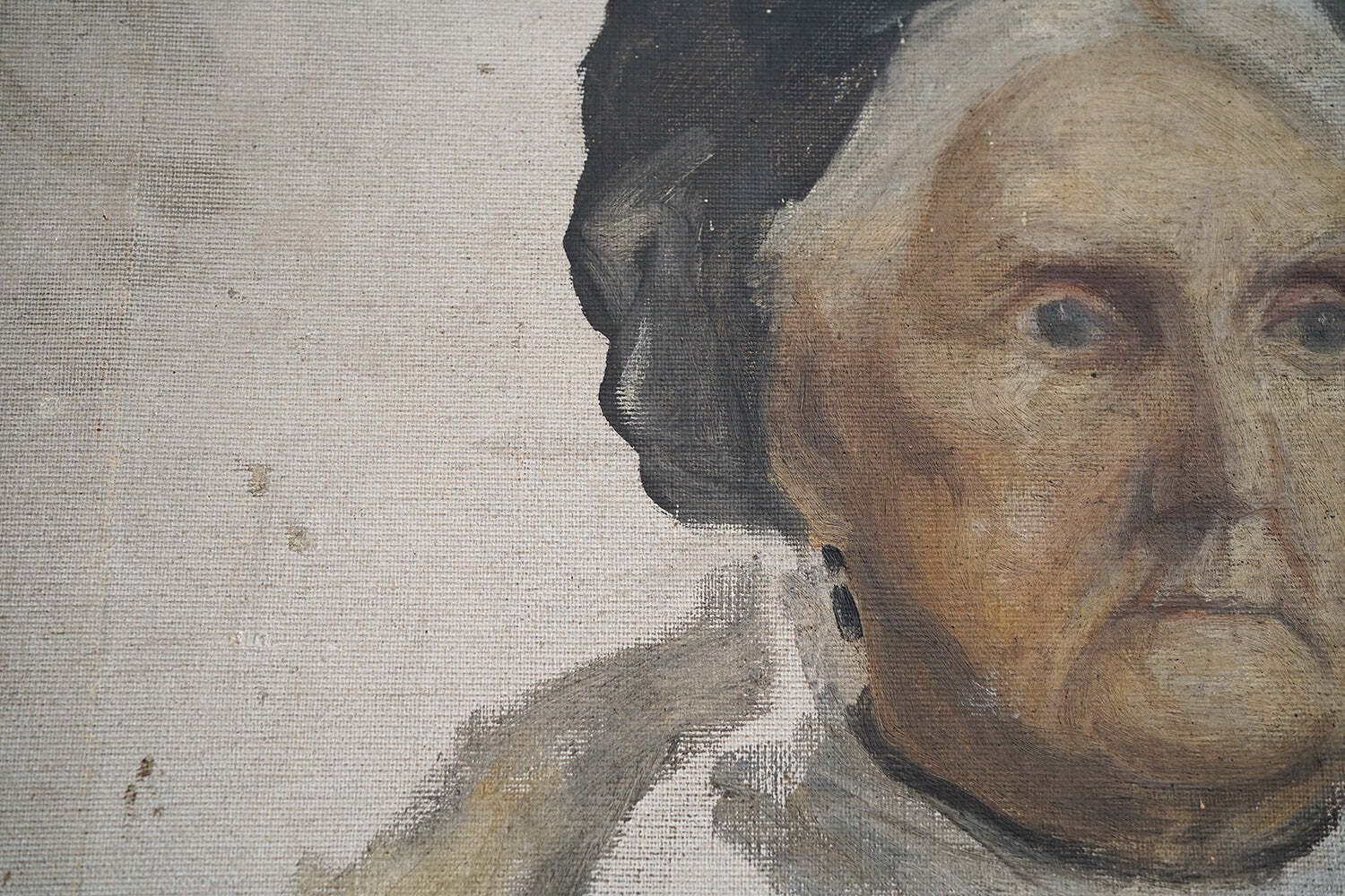 380.0 A Late Victorian Unfinished Oil On Canvas Portrait Of An Elderly Lady C.1880 photo