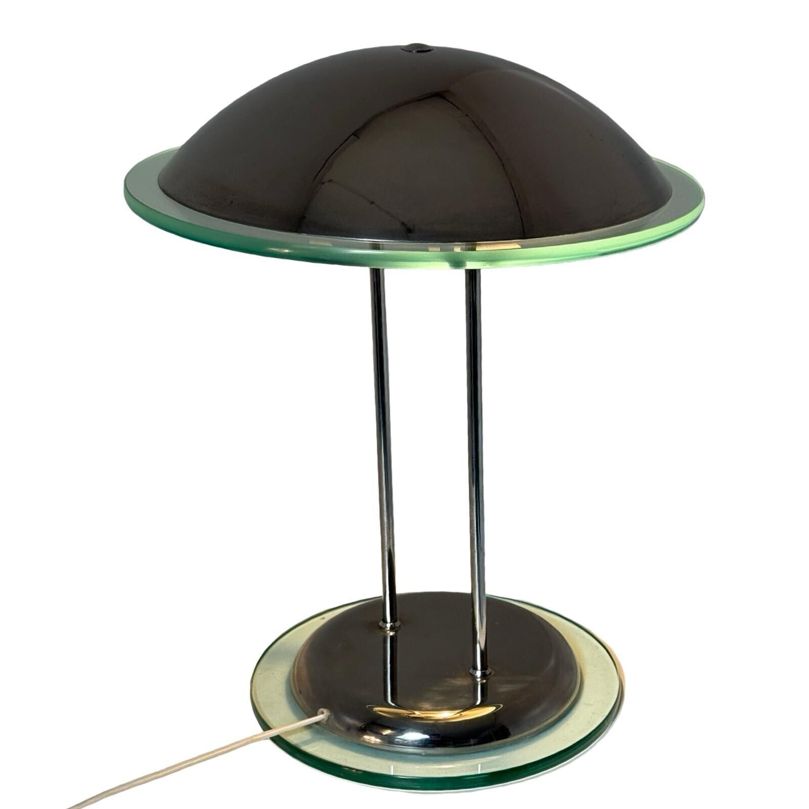 Herda   Vintage Memphis Style Desk Lamp   Glass And Chrome   Ufo / Mushroom Shaped photo Lighting