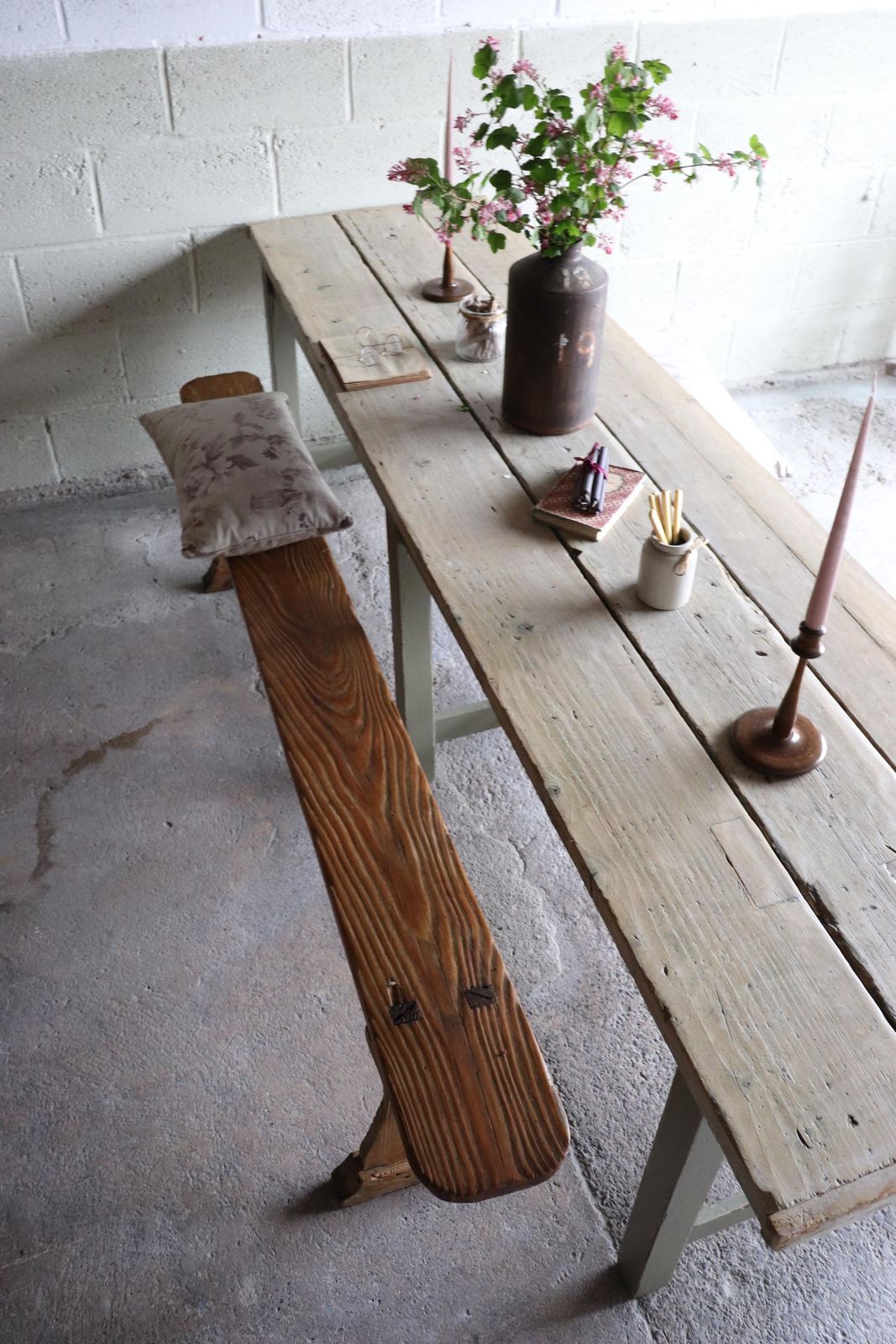 Superb Matching Pair Of Rustic 7ft French Pine Refectory Benches photo furniture