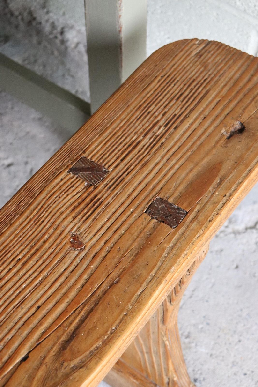 Superb Matching Pair Of Rustic 7ft French Pine Refectory Benches photo vintage
