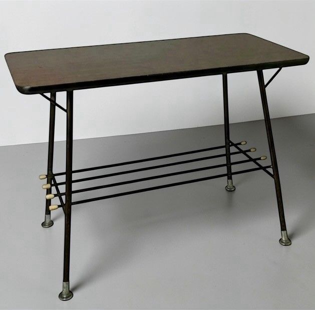 Retro Melamine And Metal Coffee Table Side Table Sputnik Style C1960s photo Furniture