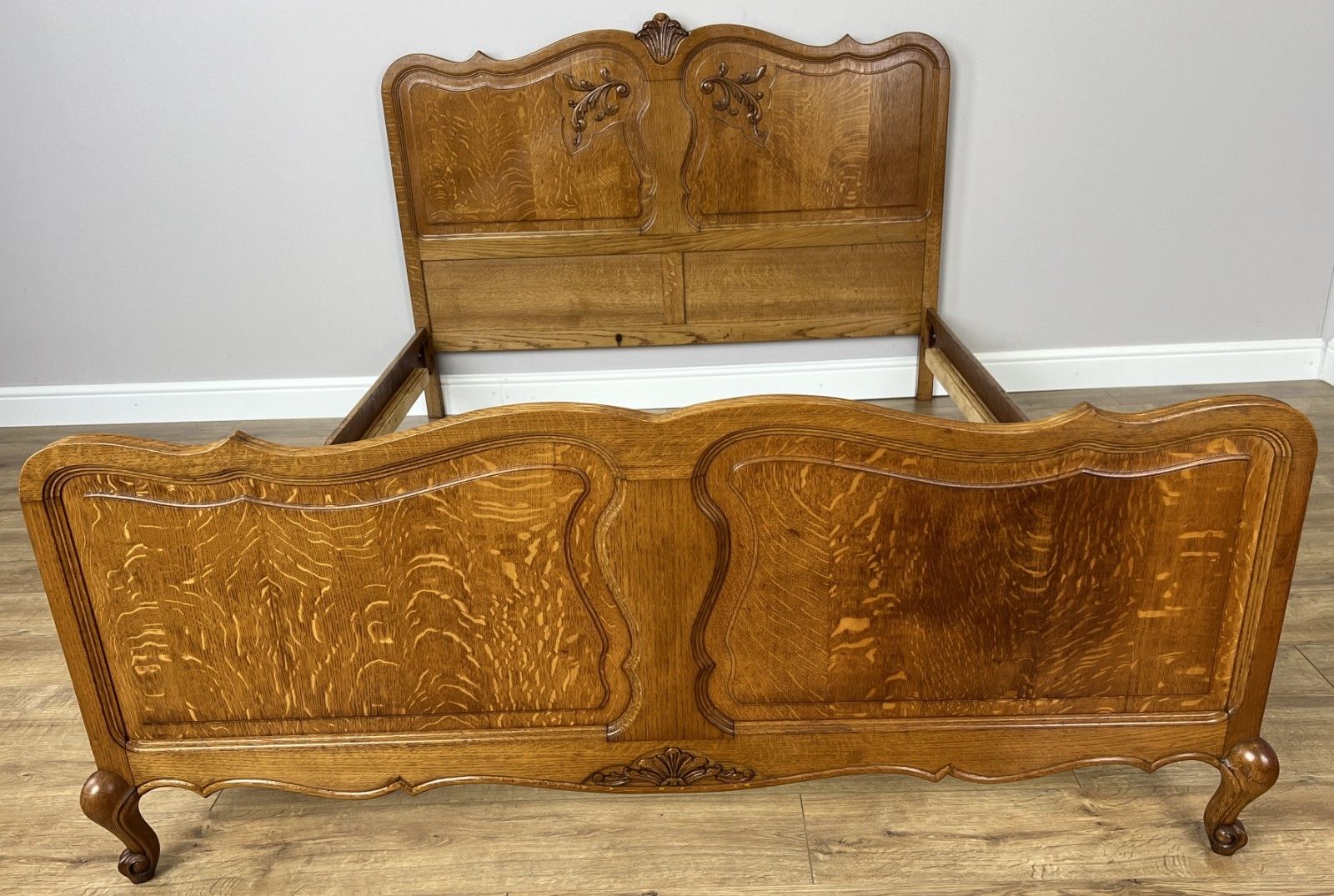 Bed Vintage French Louis XVI Double Bed Frame Oak Carved Headboard Lot 4913 photo furniture