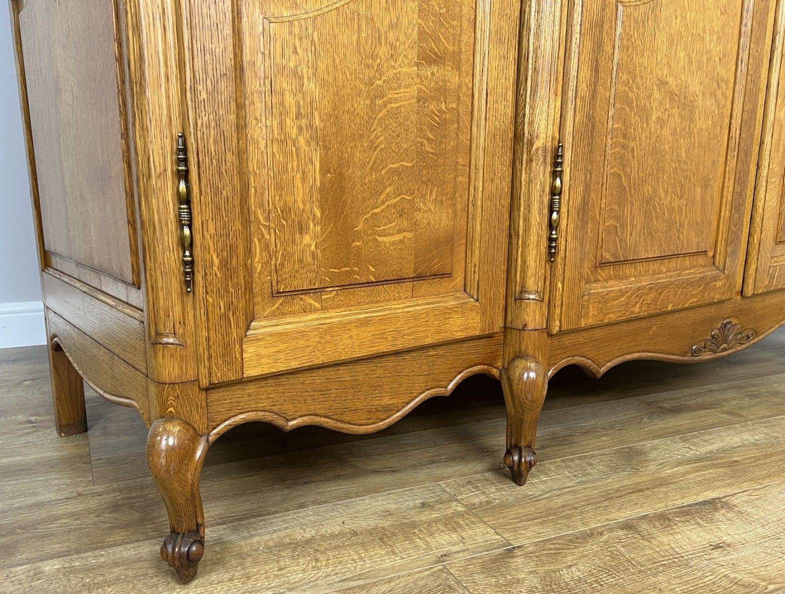 photo furniture Wardrobe Vintage French Louis XVI Style Four Door Oak Carved Armoire Lot 4929