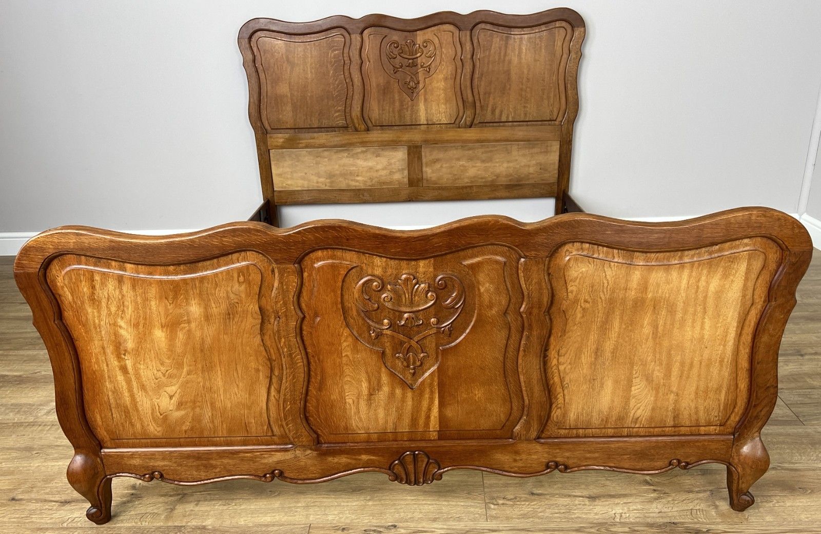 Bed Vintage French Louis XVI Double Bed Frame Oak Carved Headboard Lot 4914 photo furniture