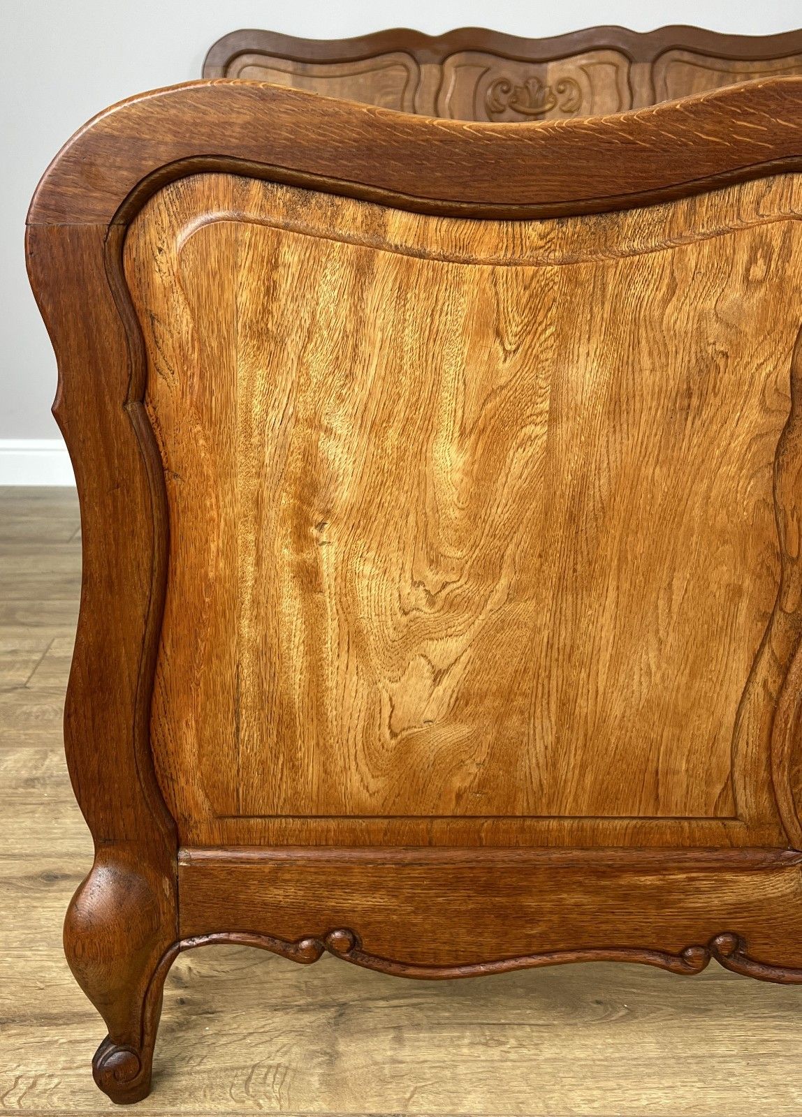 Bed Vintage French Louis XVI Double Bed Frame Oak Carved Headboard Lot 4914 photo for sale