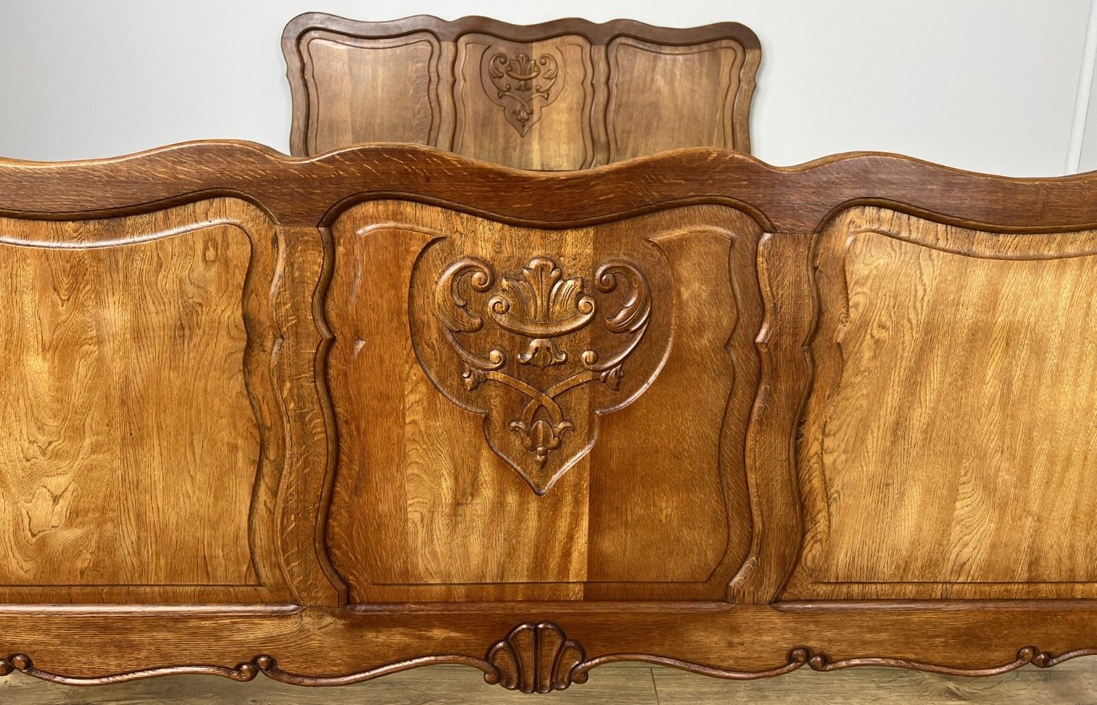 Bed Vintage French Louis XVI Double Bed Frame Oak Carved Headboard Lot 4914 photo Furniture