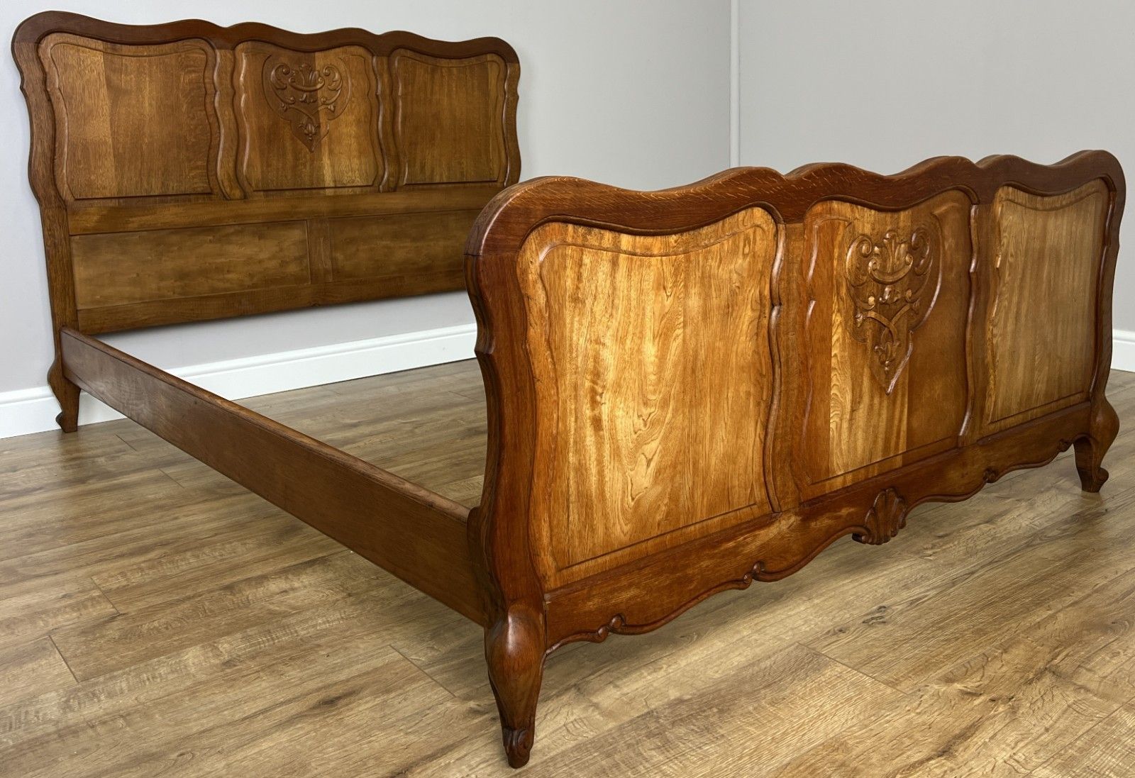 Bed Vintage French Louis XVI Double Bed Frame Oak Carved Headboard Lot 4914 photo buy