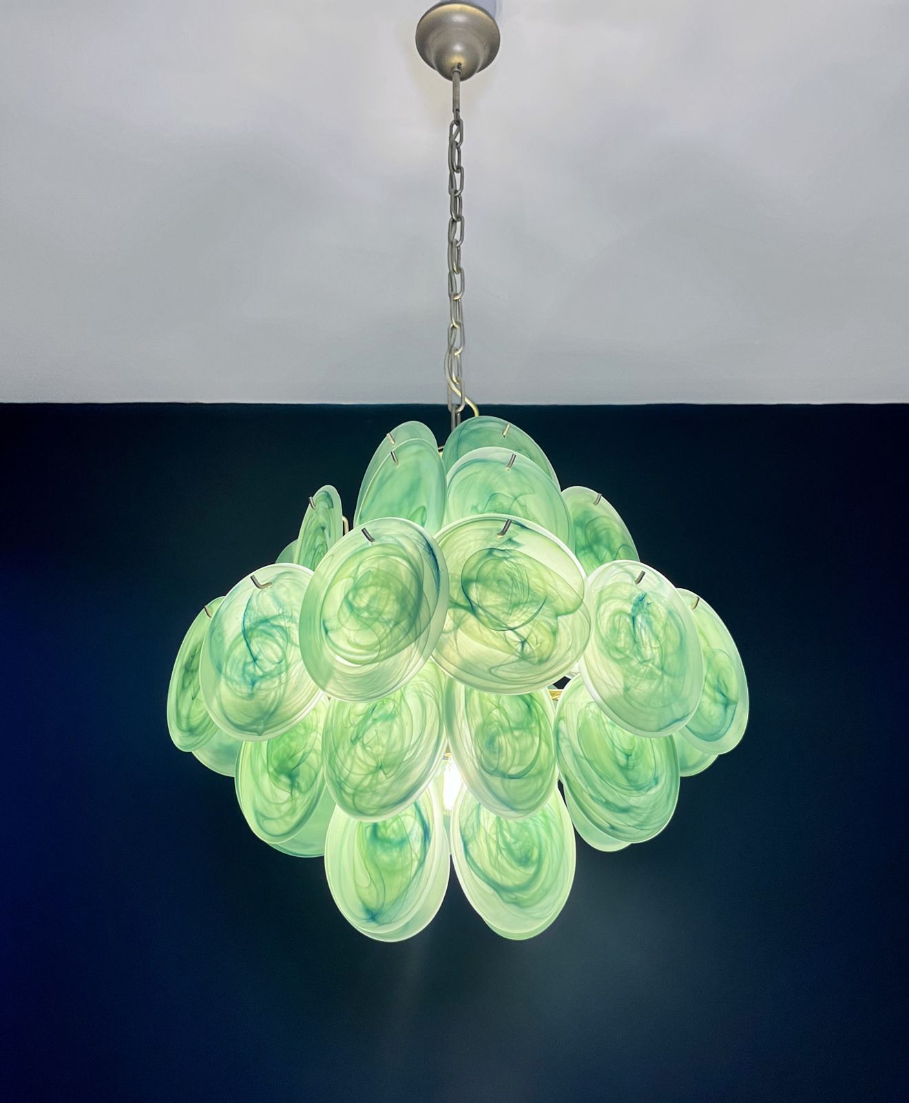 Lighting Vintage Italian Murano Chandelier   36 Etched Glass Discs photo