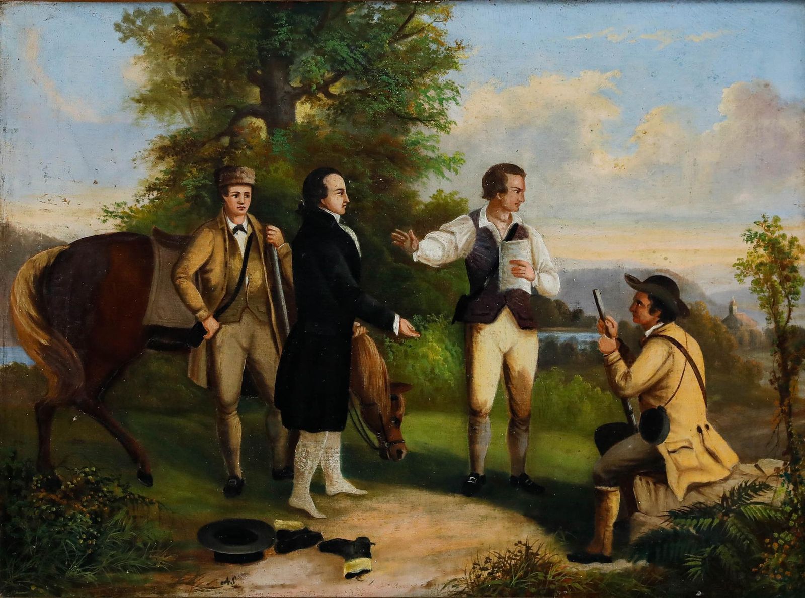 After Asher Brown Durand (1796 1886) Oil, The Capture Of Major André photo furniture