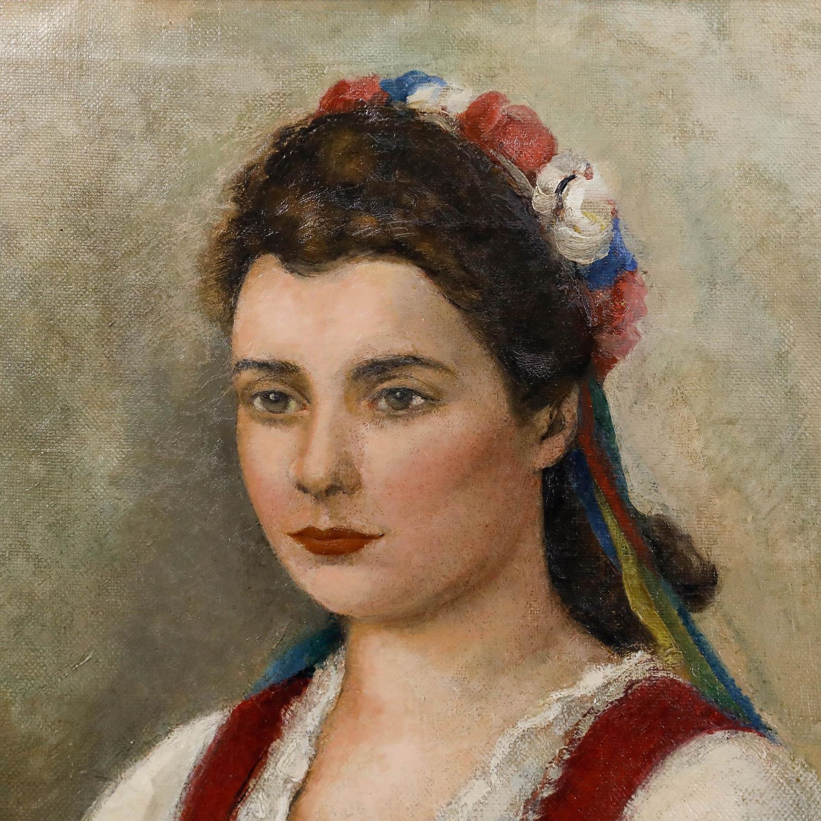 René Mallet (1891 1960) French School Oil, Portrait Of A Lady In Folk Dress photo 550.0