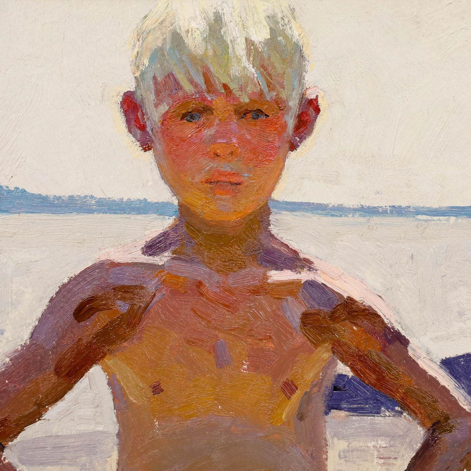 Vladimir Mikhailovich Klenov (1932 2009) Framed 1962 Oil, Petya At The Beach photo Art