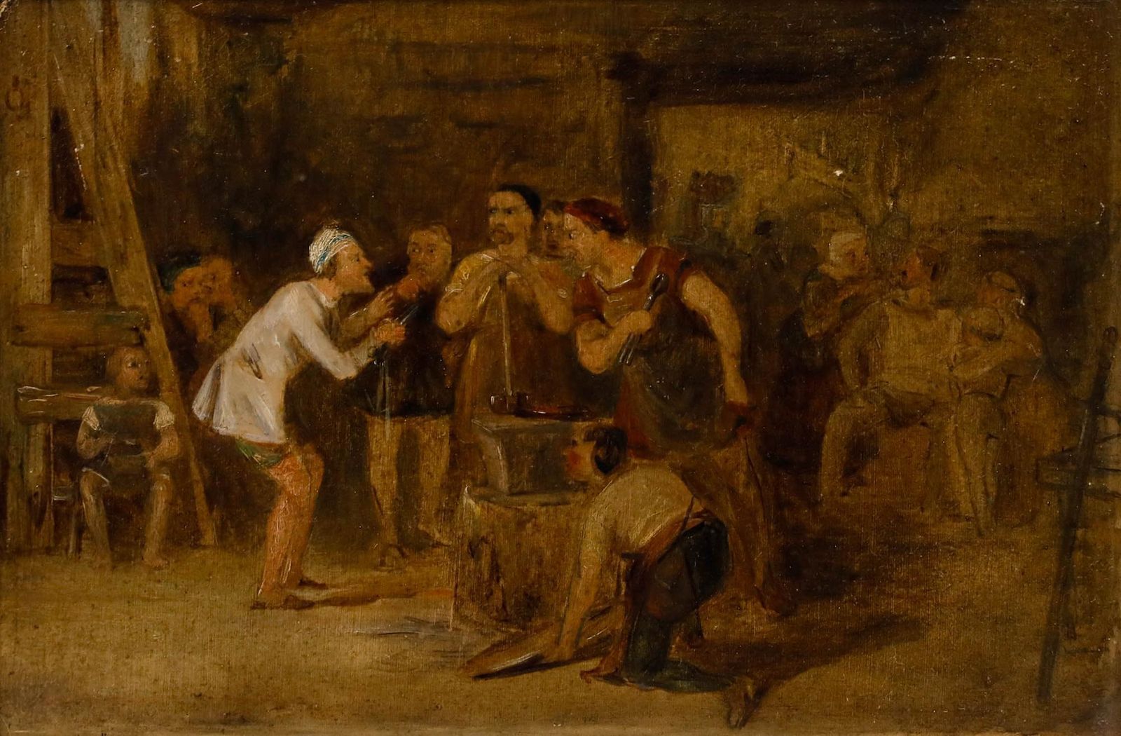 Attrib. Thomas Webster Oil, A Barber Telling News Of Arthur's Death photo furniture