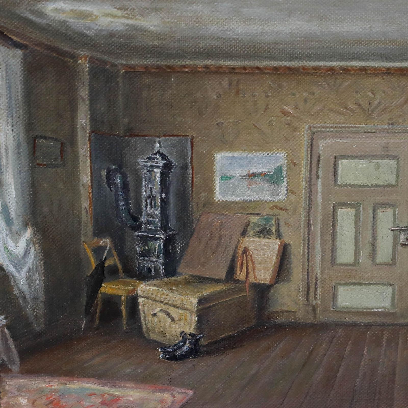 Framed Mid 20th Century Oil The Artist's Living Room photo Art