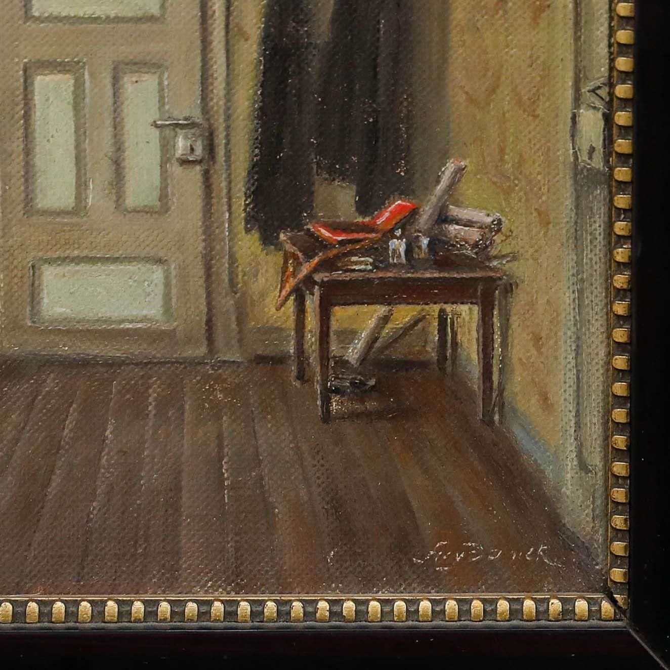 Framed Mid 20th Century Oil The Artist's Living Room photo vinterior