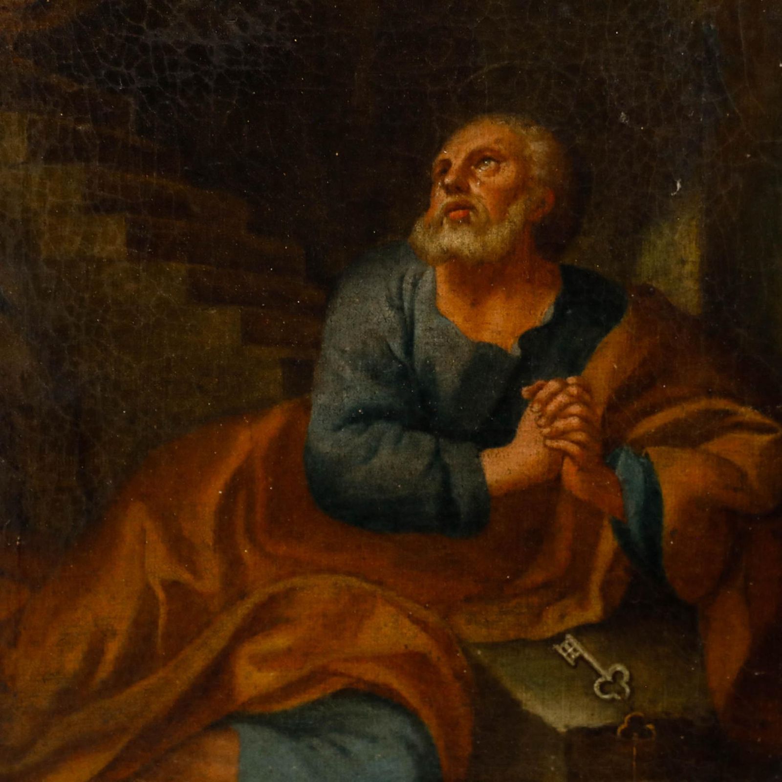 Framed 19th Century Oil The Repentance Of Saint Peter photo 450.0