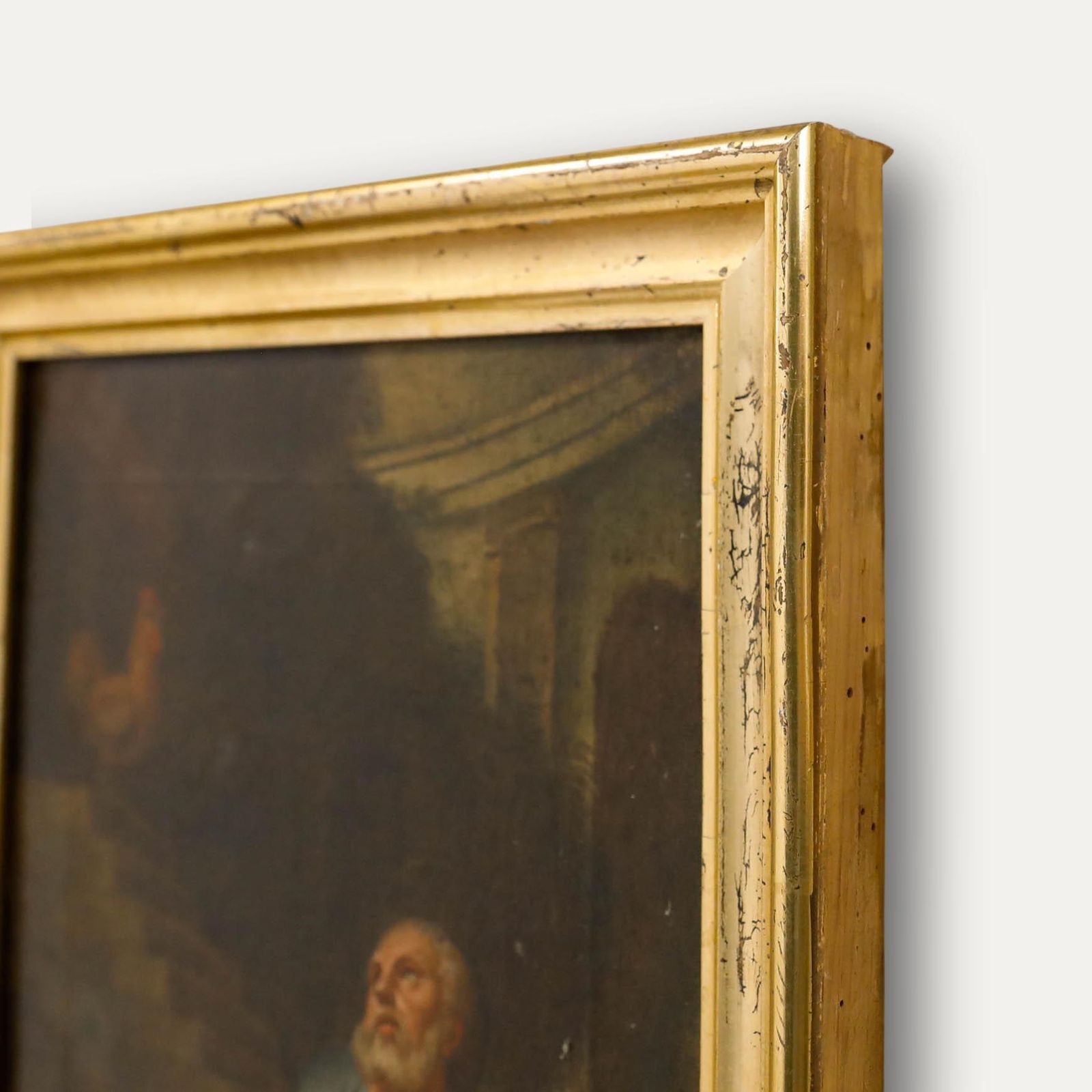 Framed 19th Century Oil The Repentance Of Saint Peter photo vinterior
