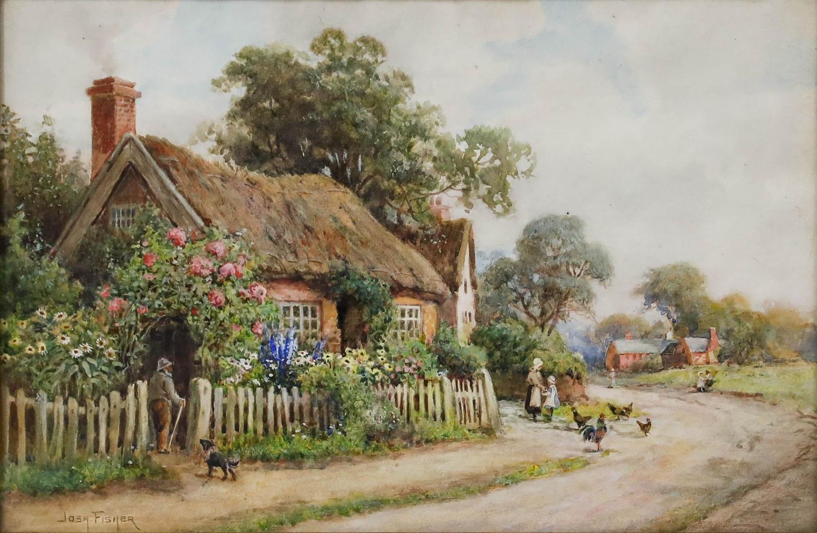 Joshua Fisher (1859 1933) Early 20th Century Watercolour, Summer Cottage photo furniture