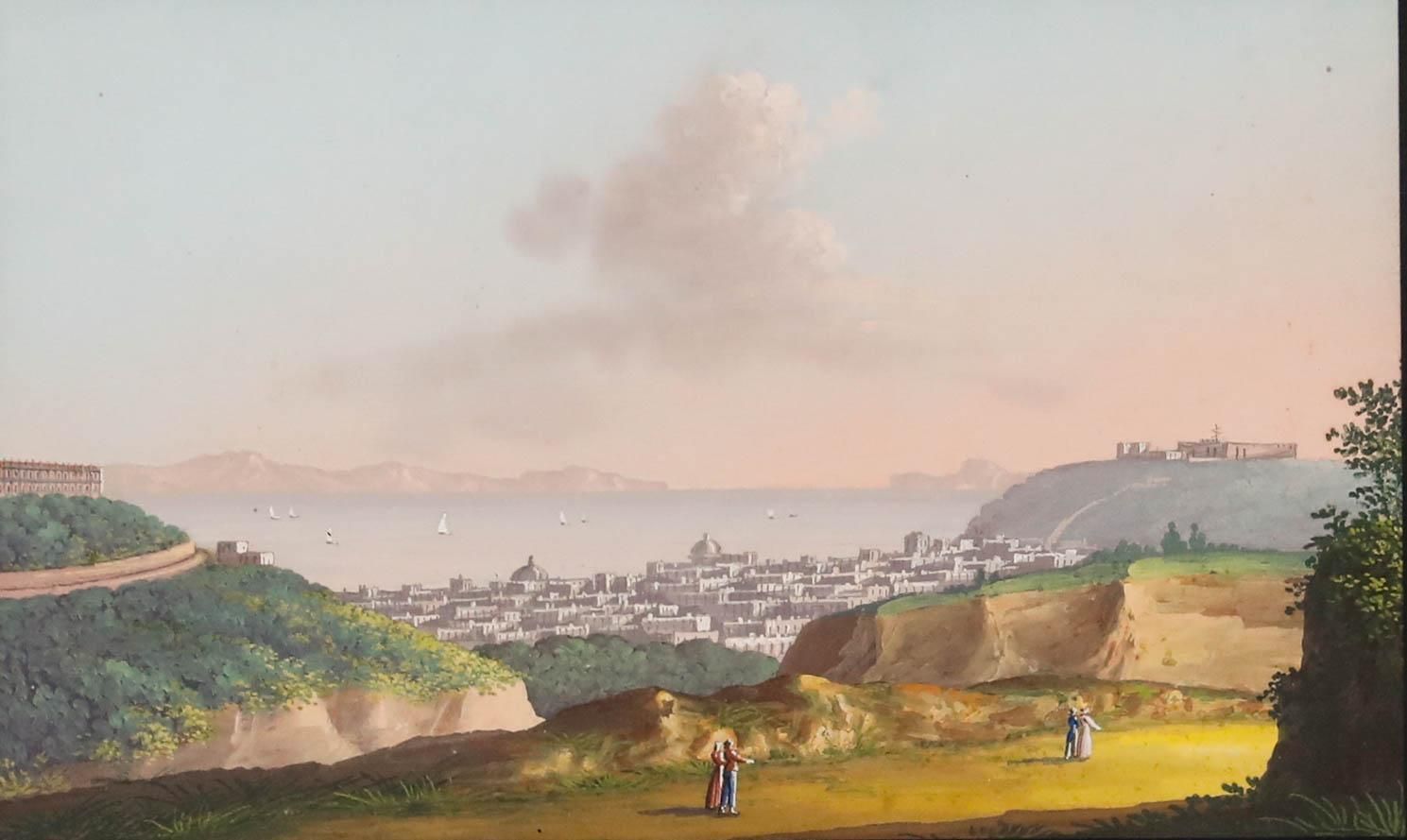 Framed Late 19th Century Gouache Napoli Da Capodimonte photo furniture