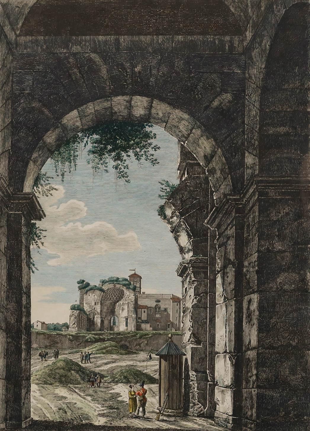 Luigi Rossini (1790 1857) 1822 Etching, The Temple Of Venus And Roma photo furniture
