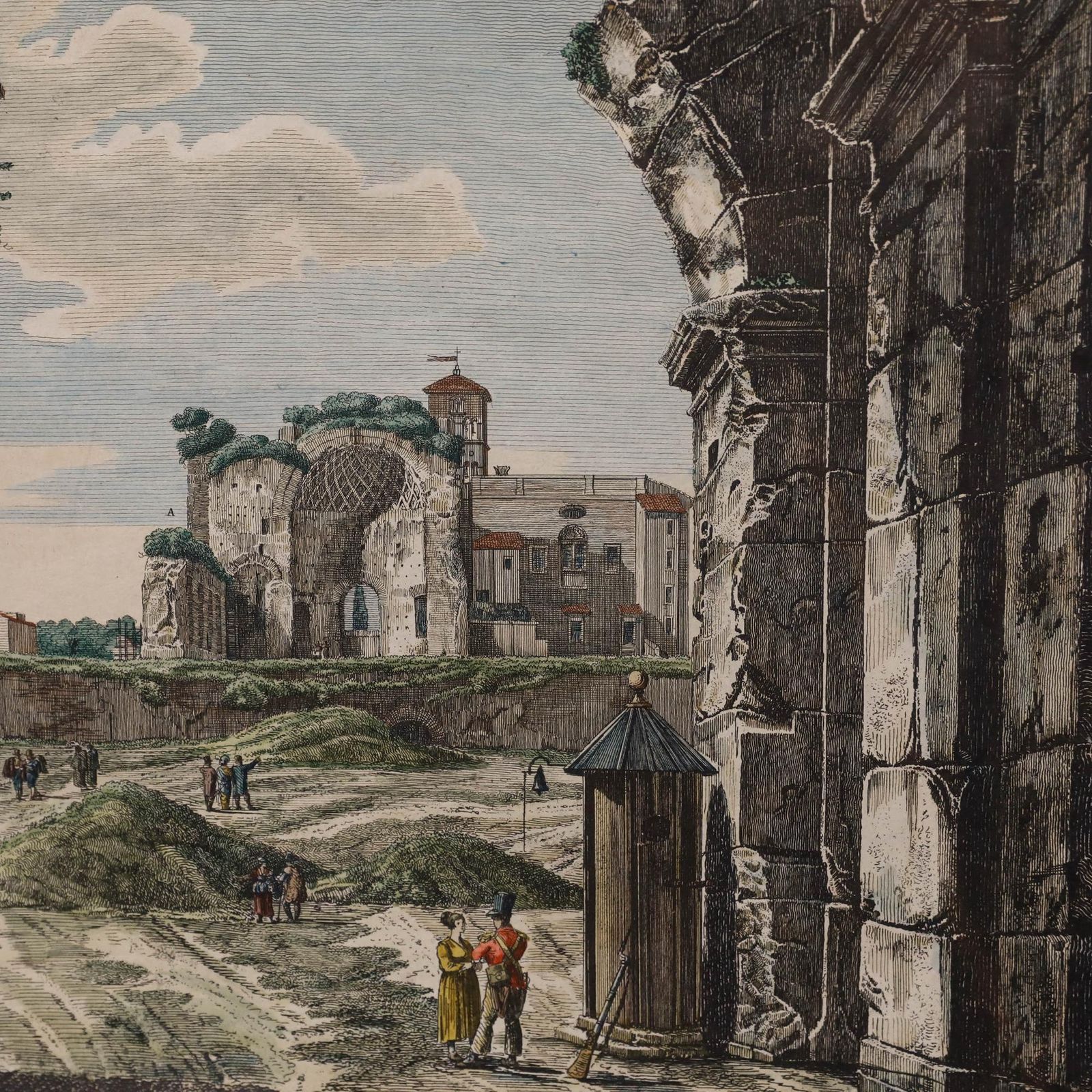 Luigi Rossini (1790 1857) 1822 Etching, The Temple Of Venus And Roma photo Art