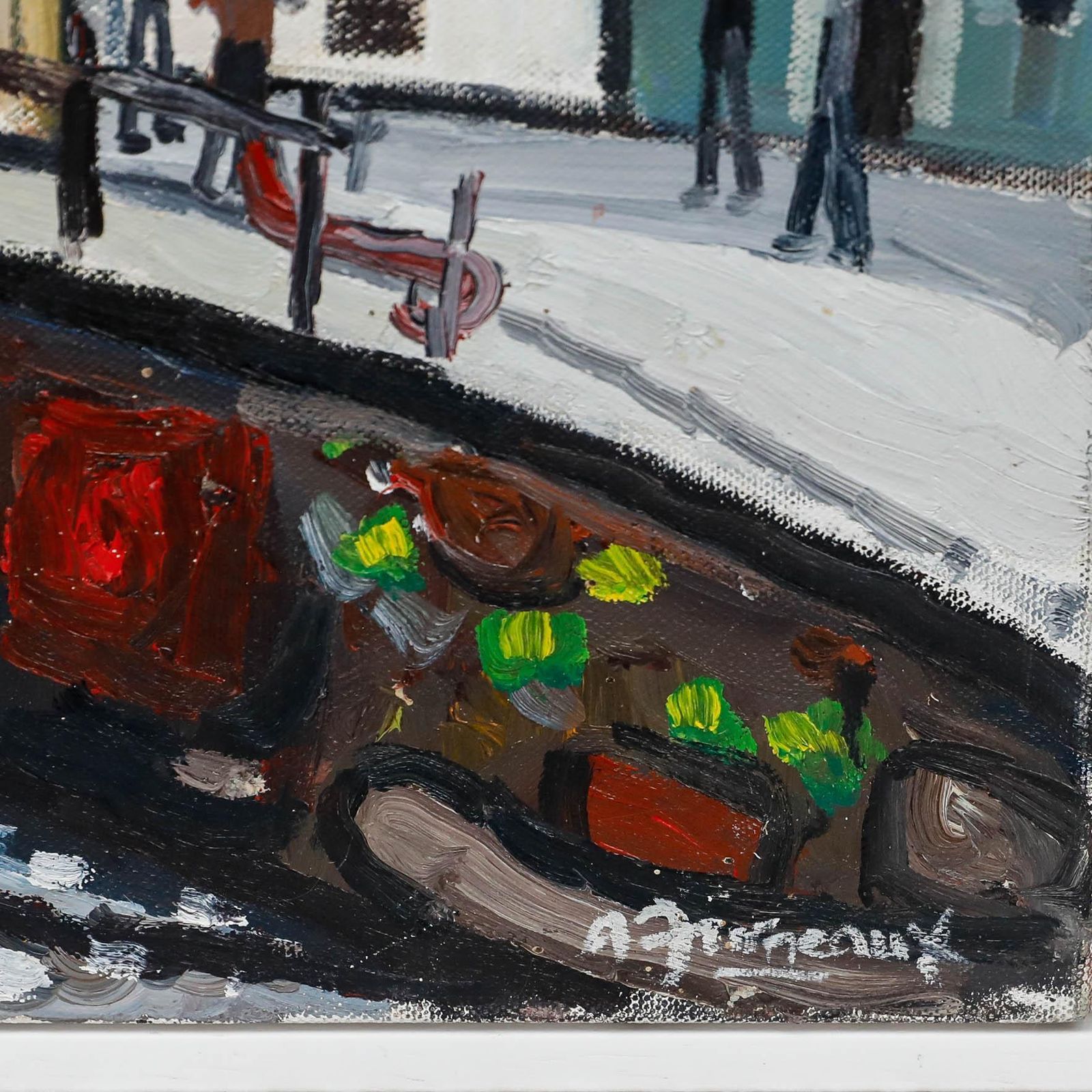 Alan Furneaux (B.1953) Framed Contemporary Oil, Figures On The Footbridge photo vinterior