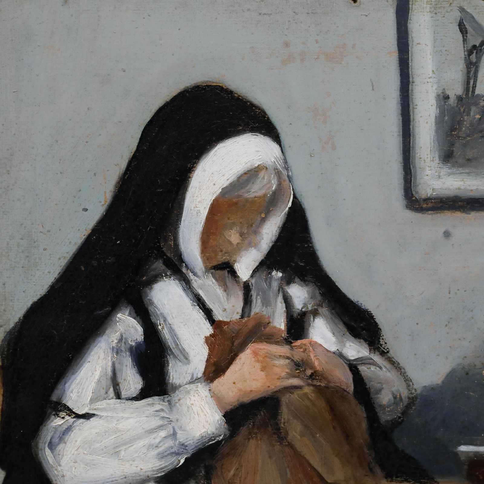 Christophe Woog Mid 20th Century Oil, Portrait Of A Nun photo 325.0