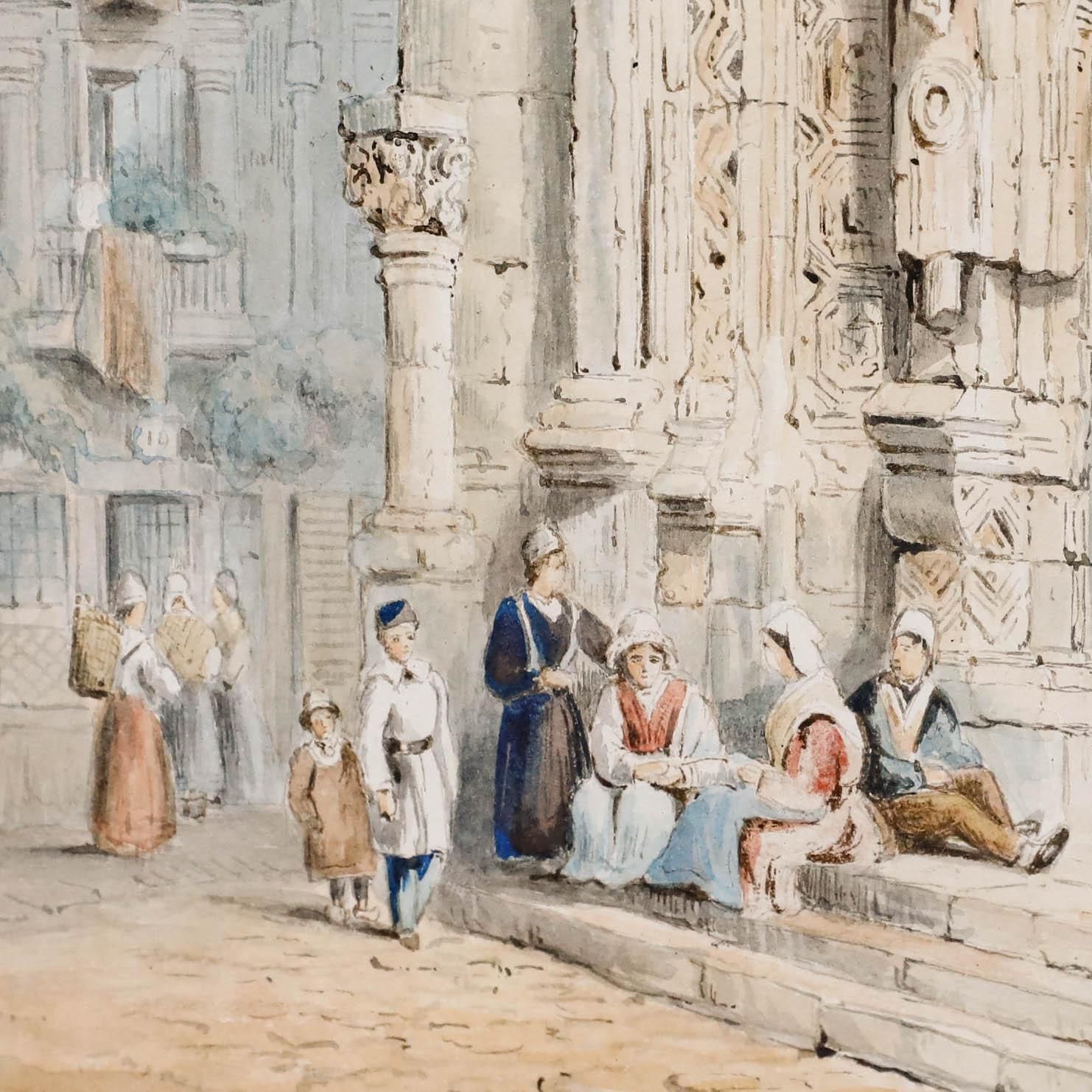 W.H. Chambers After Samuel Prout 1887 Watercolour, Porch Of St. Symphorien photo Art