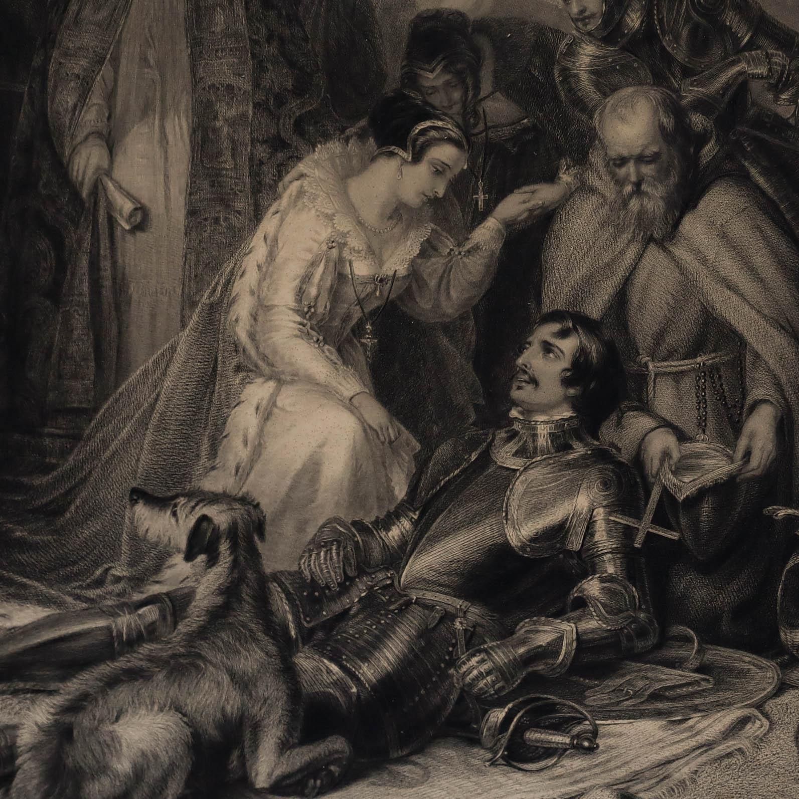 Murray After Landseer 1844 Engraving, Mary Mourning Over The Dying Douglas photo 295.0
