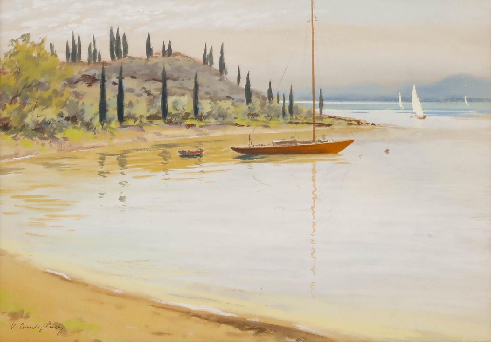 Victor Coverly Price (1901 1988) 20th Century Gouache, Lake Garda photo furniture