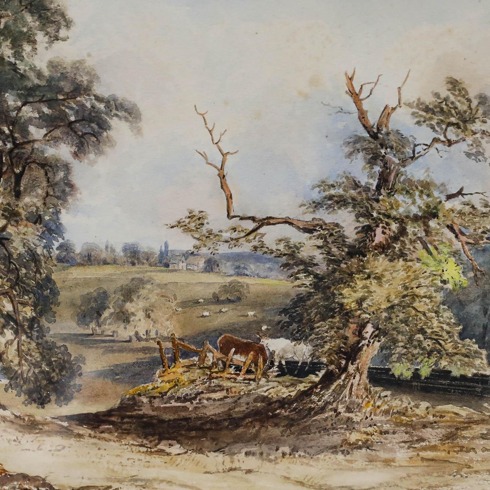 Framed 19th Century Watercolour A Walk In The Countryside photo Art