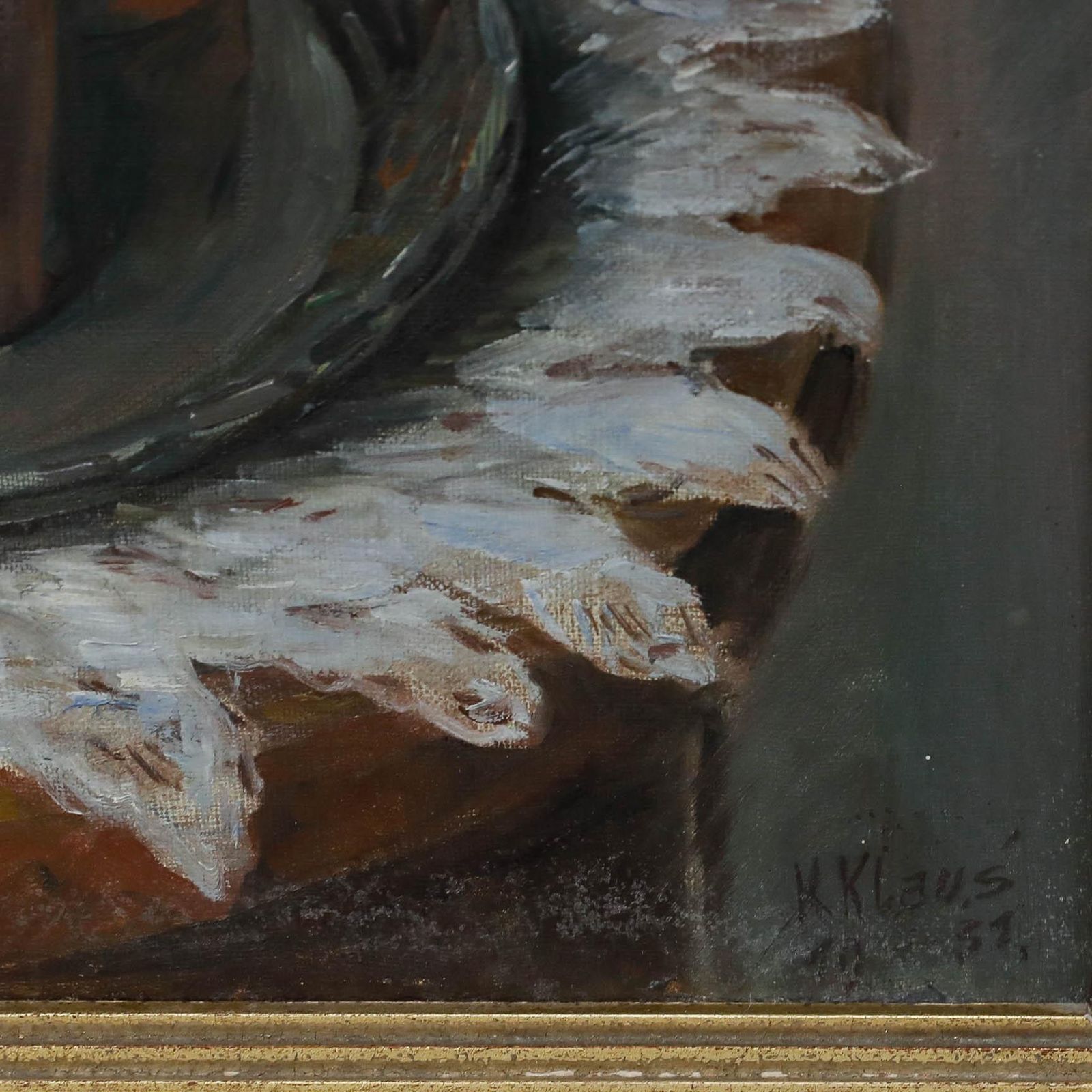 Kasper Klaus (1874 1941) Framed 1937 Oil, Still Life Of Potted Houseplants photo vinterior