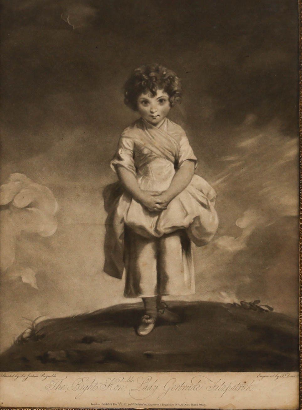 J. Dean After J. Reynolds 18th Century Mezzotint, Lady Gertrude Fitzpatrick photo furniture