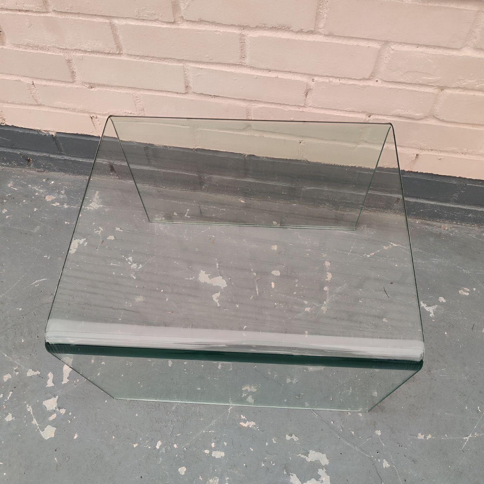 Mid Century Bent Glass Side Table / Waterfall Coffeetable photo 85.0