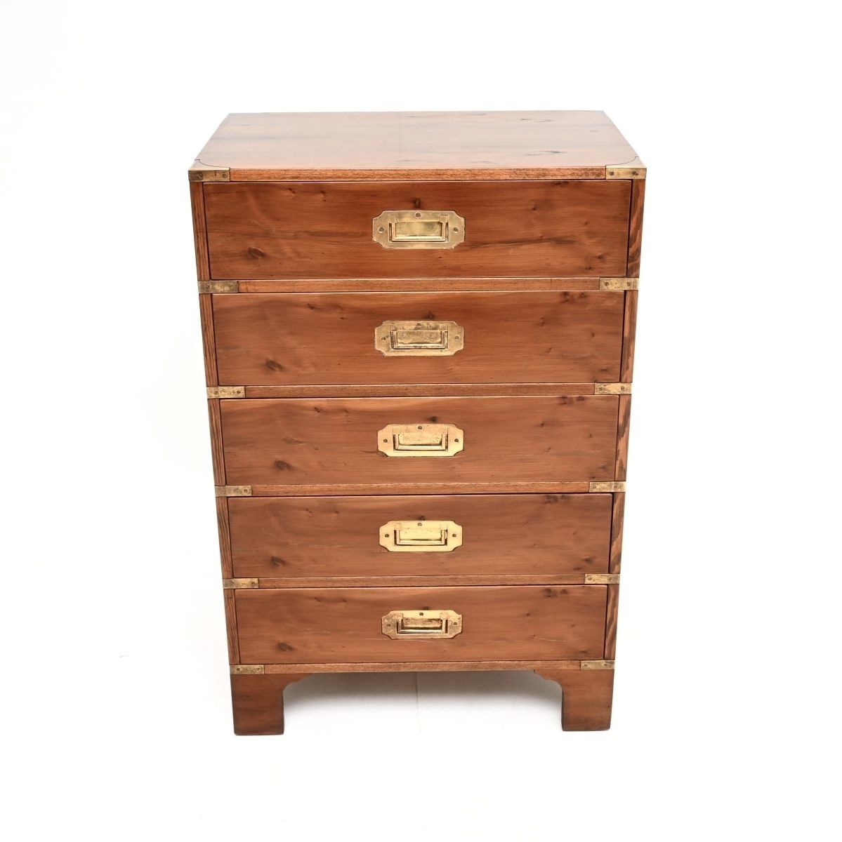 Antique Yew Wood Military Campaign Style Chest Of Drawers photo furniture