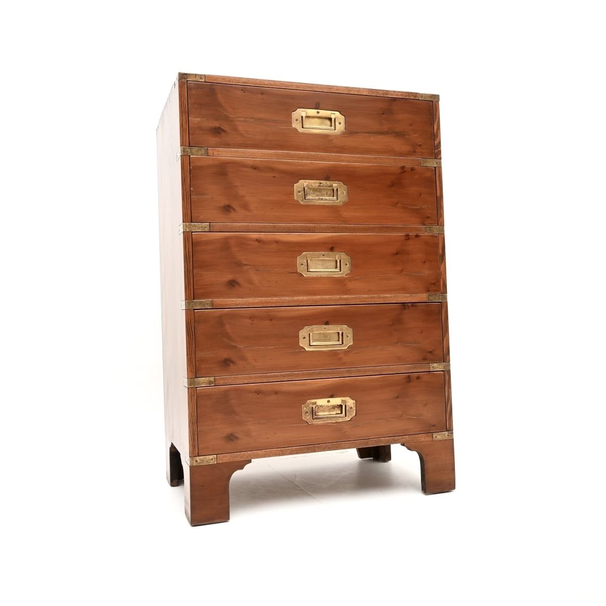 Antique Yew Wood Military Campaign Style Chest Of Drawers photo Furniture