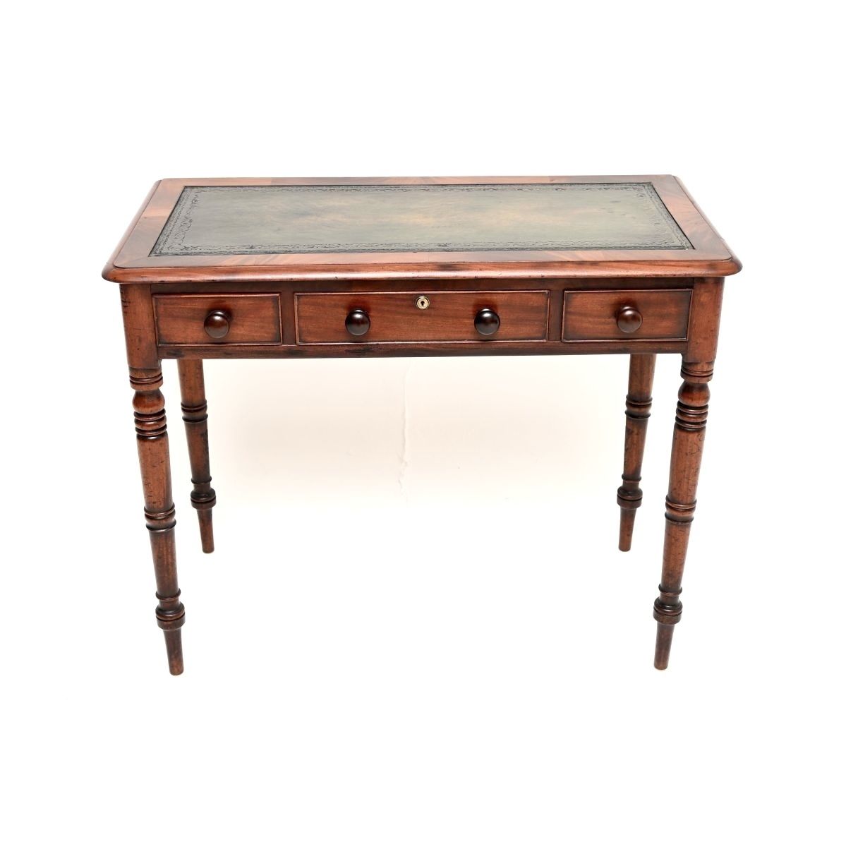 Antique Early Victorian Mahogany Leather Top Writing Table / Desk photo furniture