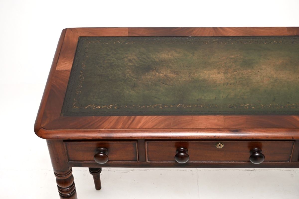 Antique Early Victorian Mahogany Leather Top Writing Table / Desk photo Furniture